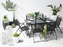 Havebord LIVO 140 cm 80 cm Glas Sort