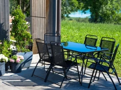 Havebord LIVO 140 cm 80 cm Glas Sort