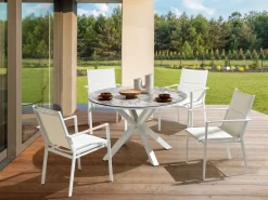Havebord MALETTO 120 cm 120 cm Glas Mørkegrå