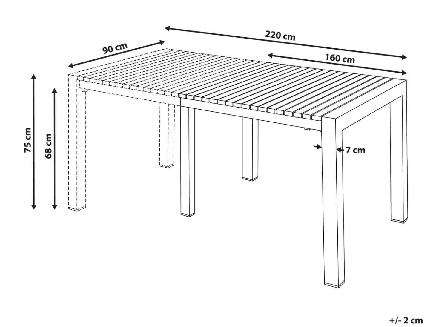 Havebord med udtræk ARDESIO 160/220 cm 90 cm Metal Sand Beige