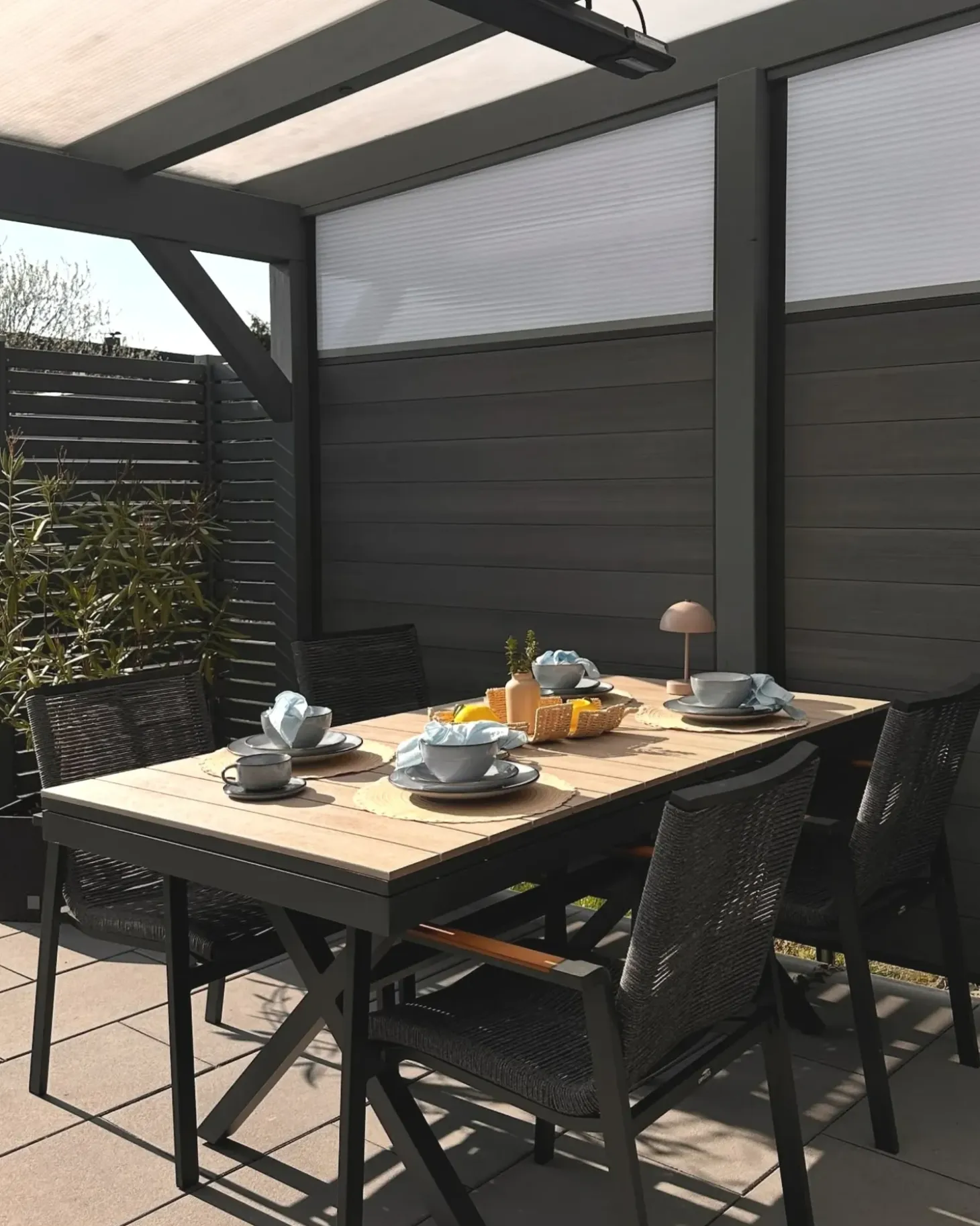 Havebord med udtræk FANES 184/242 cm 90 cm Metal Grafit