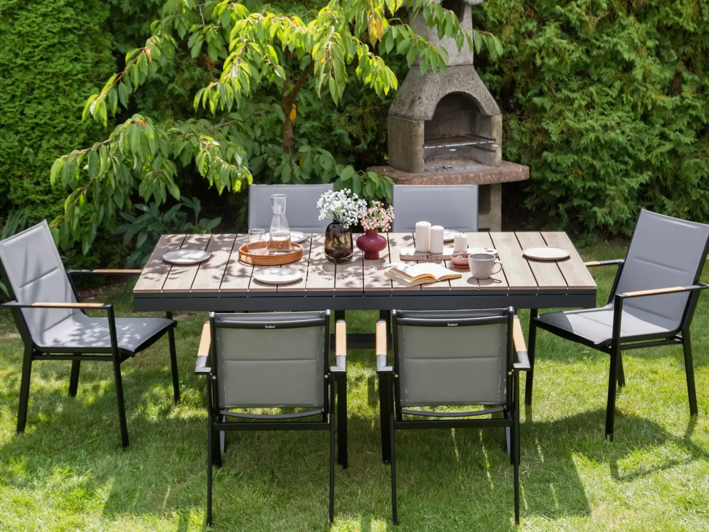 Havebord med udtræk FANES 184/242 cm 90 cm Metal Grafit