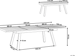 Havebord med udtræk PERETA 175/255 cm 100 cm Metal Lysegrå