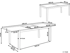 Havebord med udtræk SKALOMA 180/240 cm 90 cm Metal Hvid