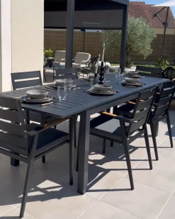 Havebord med udtræk SKALOMA 180/240 cm 90 cm Metal Mørkegrå