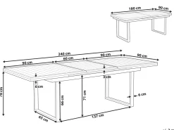 Havebord med udtræk VALCANETTO 180/240 cm 90 cm Metal Hvid