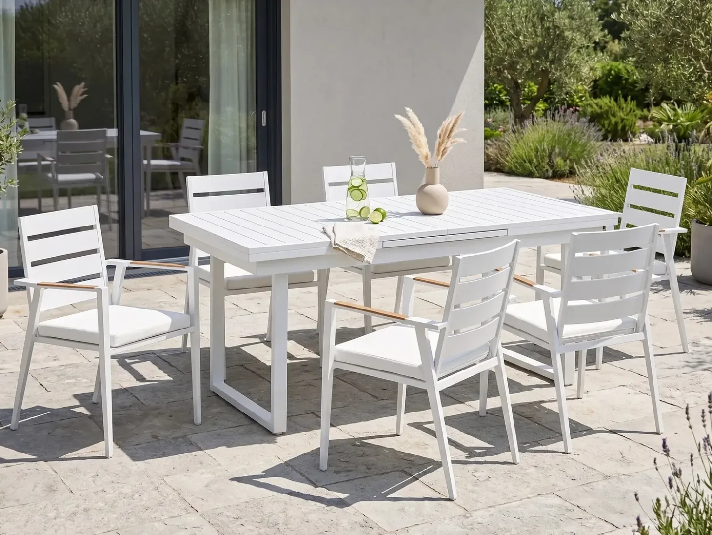 Havebord med udtræk VALCANETTO 180/240 cm 90 cm Metal Hvid