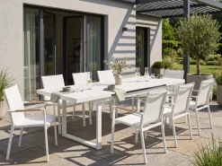 Havebord med udtræk VALCANETTO 180/240 cm 90 cm Metal Hvid