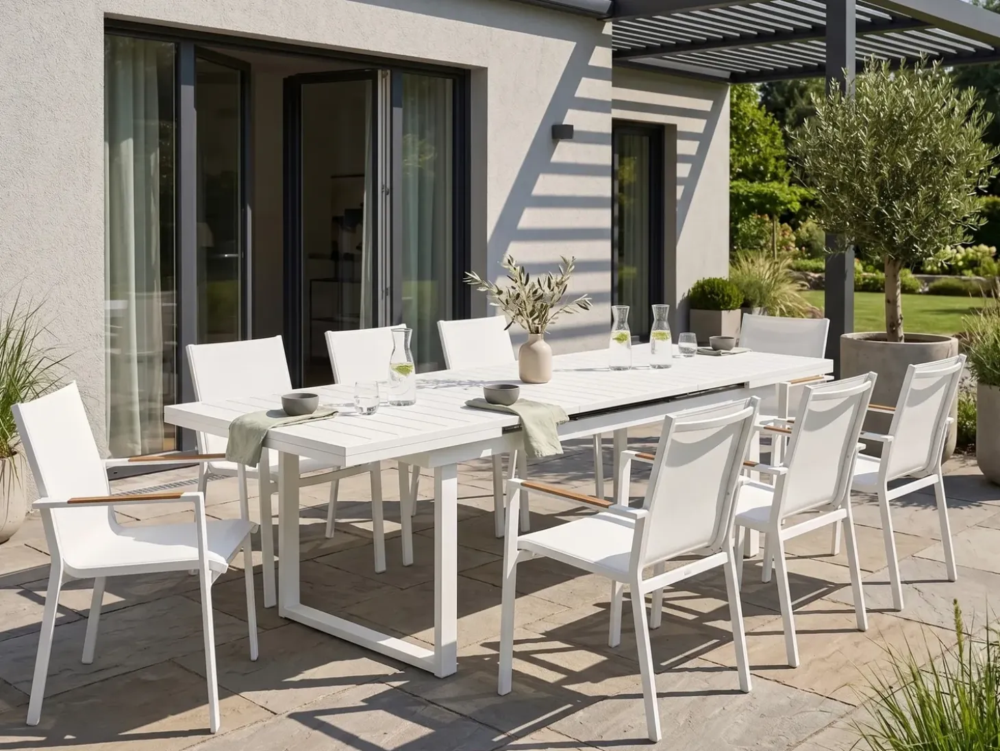 Havebord med udtræk VALCANETTO 180/240 cm 90 cm Metal Hvid