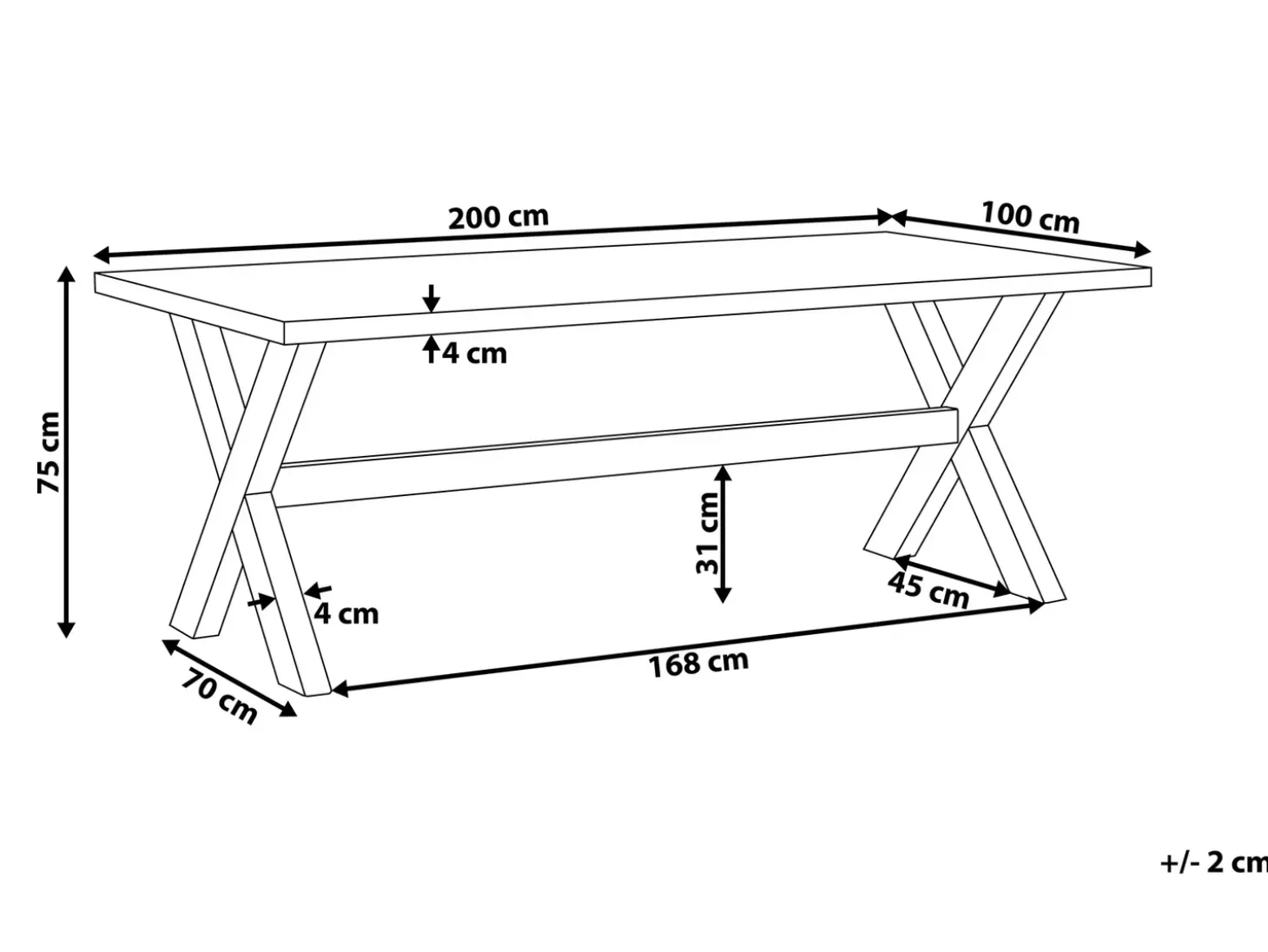 Havebord OLBIA 200 cm 100 cm Beton Grå