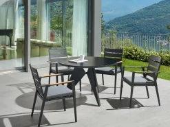 Havebord OLMETTO 83 cm 110 cm Glas Sort