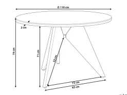 Havebord OLMETTO 83 cm 110 cm Glas Sort