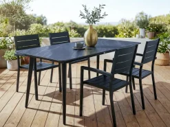 Havebord RODALLO 160 cm 90 cm Sten Sort marmor