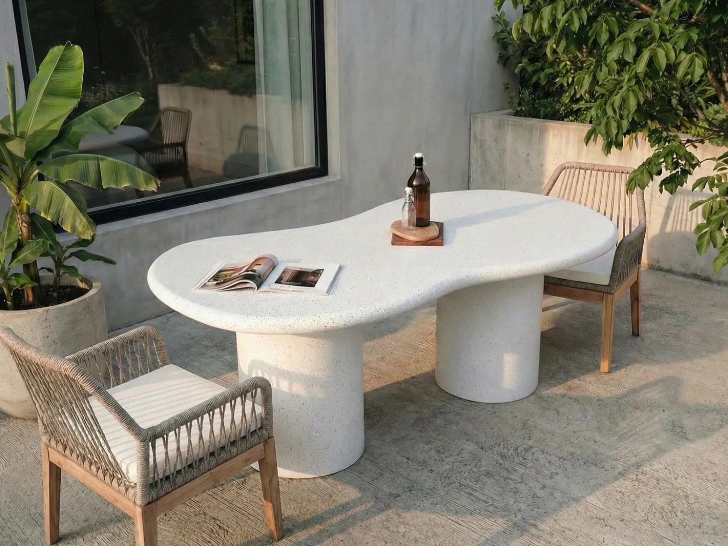 Havebord SIRMIONE 200 cm 110 cm Terrazzo effekt Hvid terrazzo