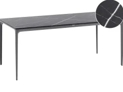 Havebord SOVARETO 180 cm 90 cm Marmor effekt Sort marmor