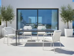 Havebord SOVARETO 180 cm 90 cm Marmor effekt Sort marmor