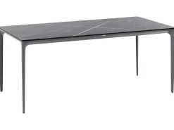 Havebord SOVARETO 180 cm 90 cm Marmor effekt Sort marmor
