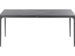Havebord SOVARETO 180 cm 90 cm Marmor effekt Sort marmor