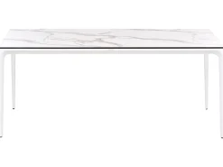 Havebord SOVARETO 180 cm 90 cm Marmor effekt Hvid marmor