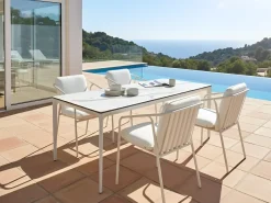 Havebord SOVARETO 180 cm 90 cm Marmor effekt Hvid marmor