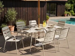 Havebord TERENZO 160 cm 90 cm Metal Lys Beige