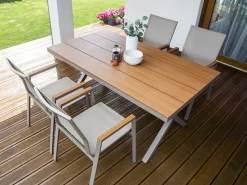 Havebord TIANO 160 cm 90 cm Metal Brungrå