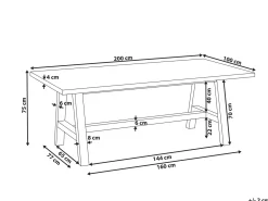 Havebord TONNARE 200 cm 100 cm Beton Grå