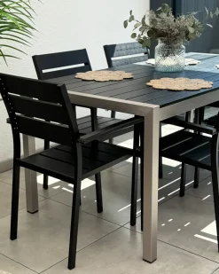 Havebord VERNIO 180 cm 90 cm Metal Sort/sølv