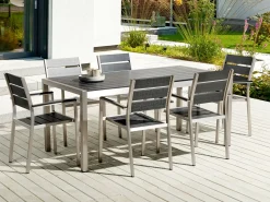 Havebord VERNIO 180 cm 90 cm Metal Sort/sølv
