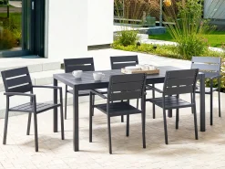Havebord VERNIO 180 cm 90 cm Metal Sort