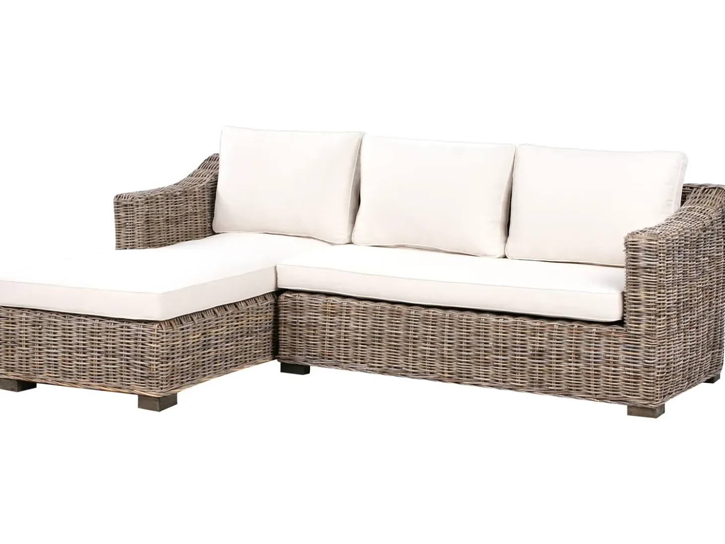 Have-hjørnesofa 3 personers VALLETRI Højrevendt Rattan Grå