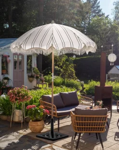 Haveparasol 155 cm MONDELLO Hvid/sort