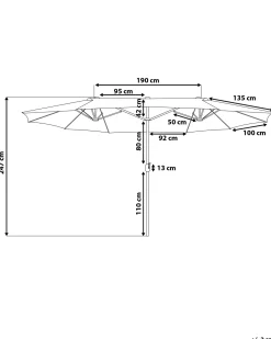 Haveparasol 460 cm SIBILLA Grå
