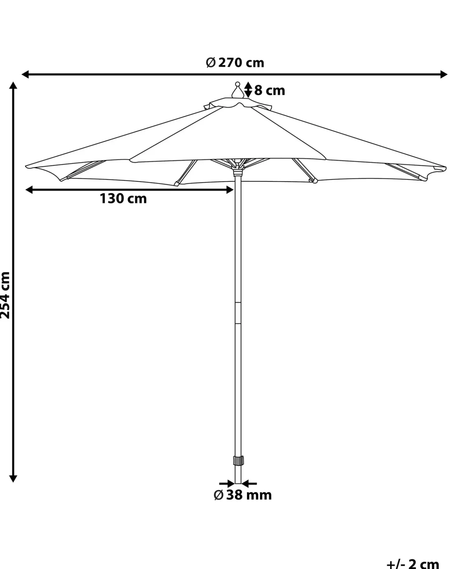 Haveparasol 270 cm TOSCANA Rød