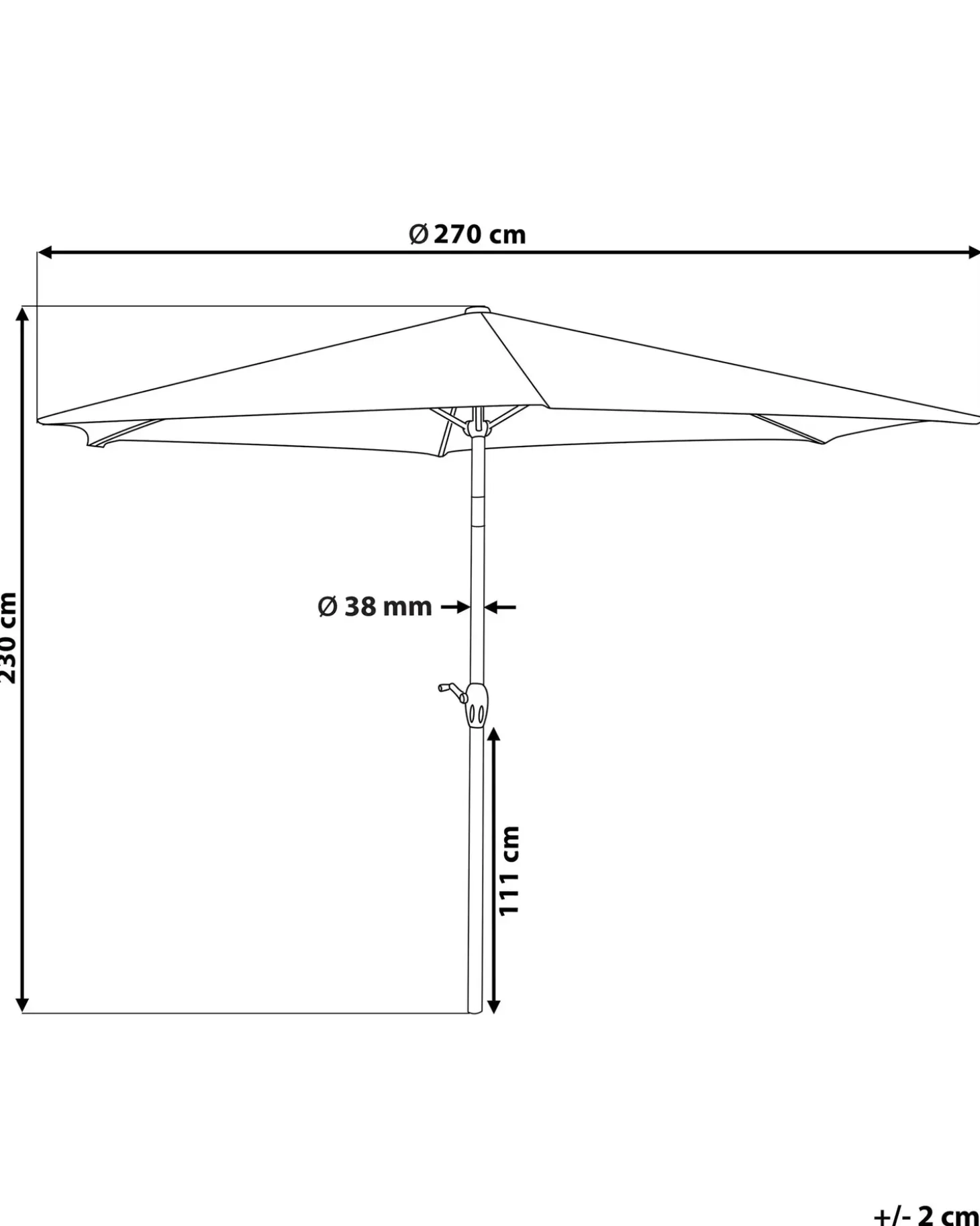 Haveparasol 270 cm VARESE Mørkegrå