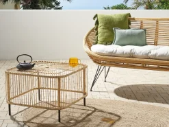 Havesofabord CESENATICO 67 cm 67 cm Rattan Naturlig