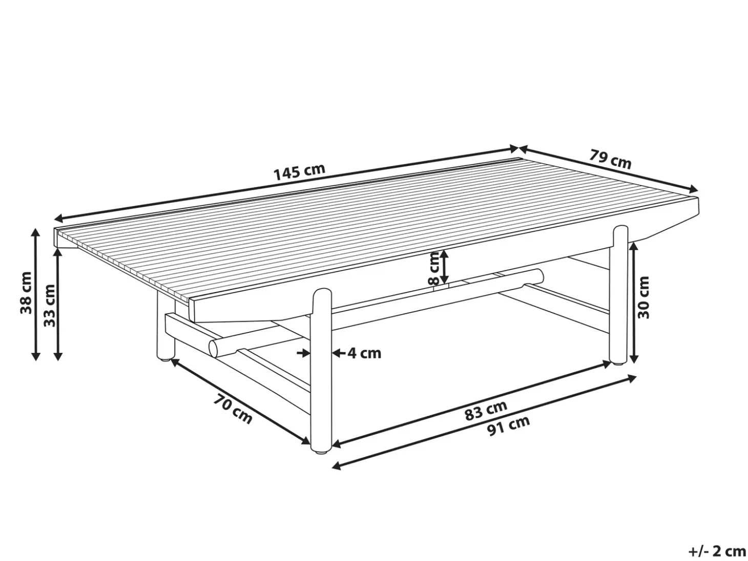Havesofabord GIAVENO 145 cm 79 cm Akacietræ Brun