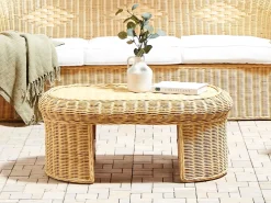 Havesofabord LIVADEIA 60 cm 96 cm Rattan Naturlig