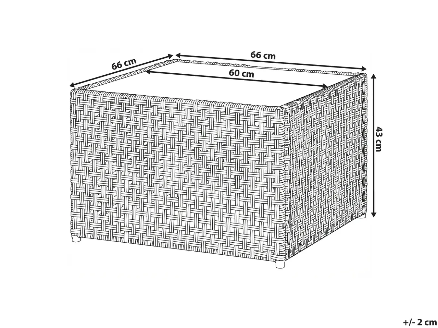 Havesofabord OMEGANA 66 cm 66 cm PE-rattan Beige