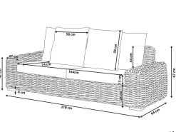 Havesofa 3 personers FORLI Rattan Naturlig