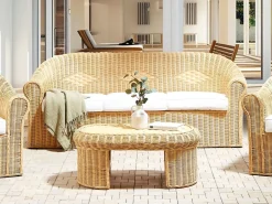 Havesofa 3 personers LIVADEIA Rattan Naturlig