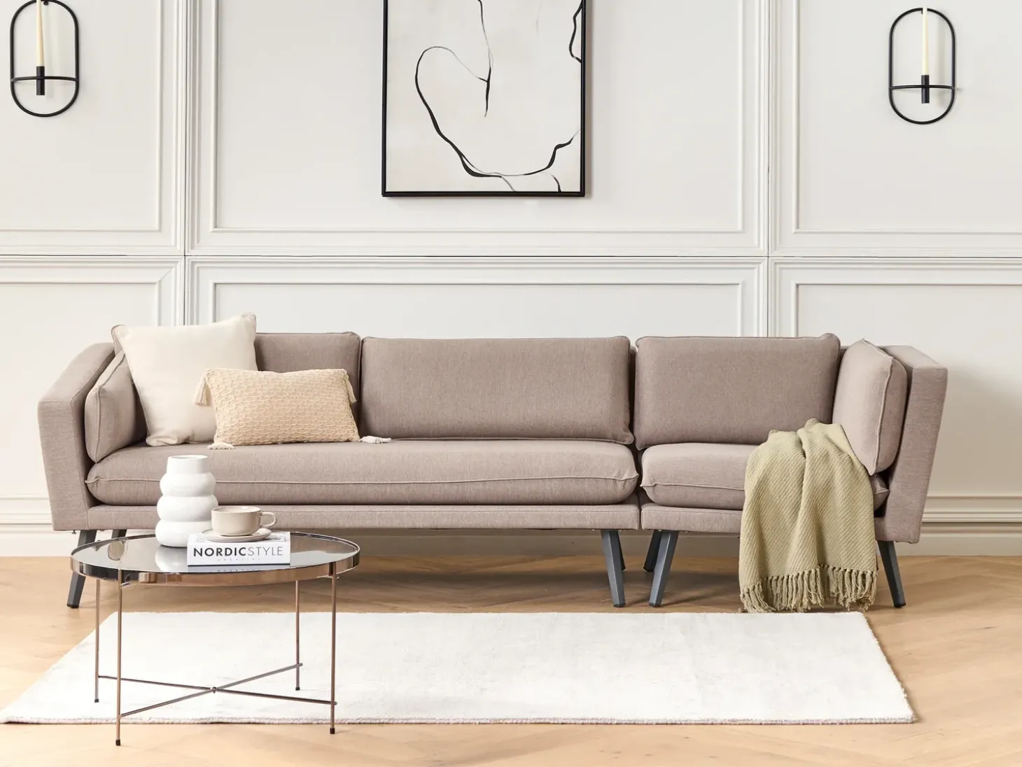 Havesofa 3 personers LORETELLO Højrevendt Beige