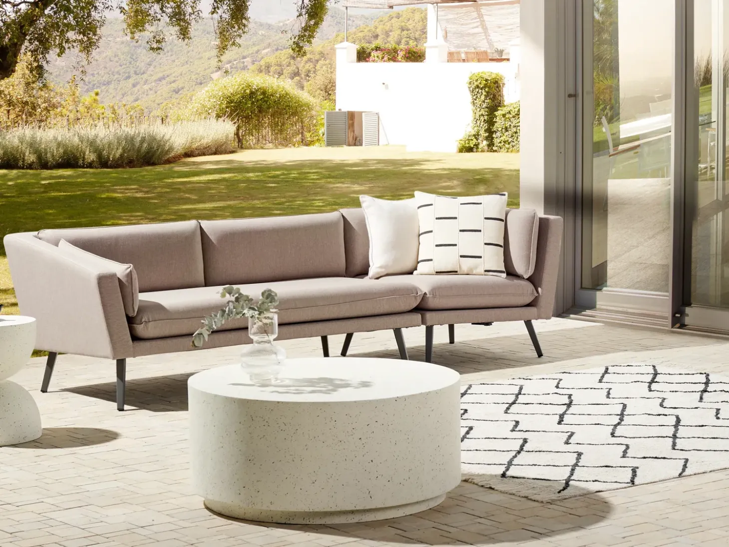 Havesofa 3 personers LORETELLO Højrevendt Beige