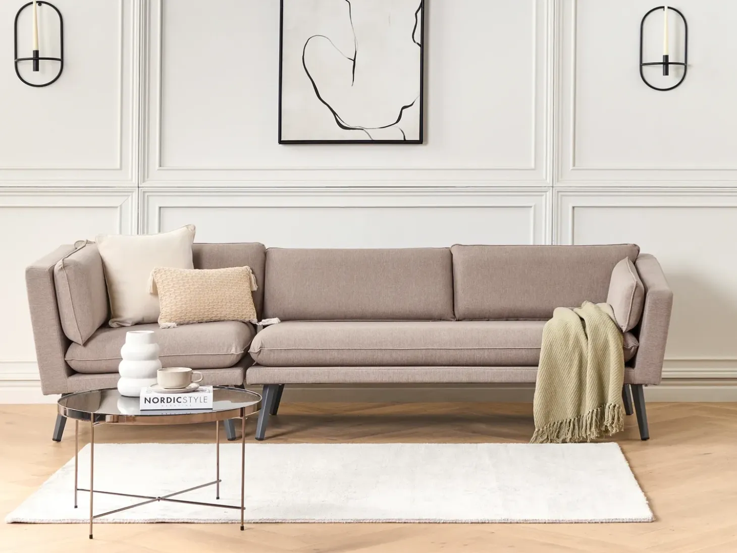 Havesofa 3 personers LORETELLO Venstrevendt Beige