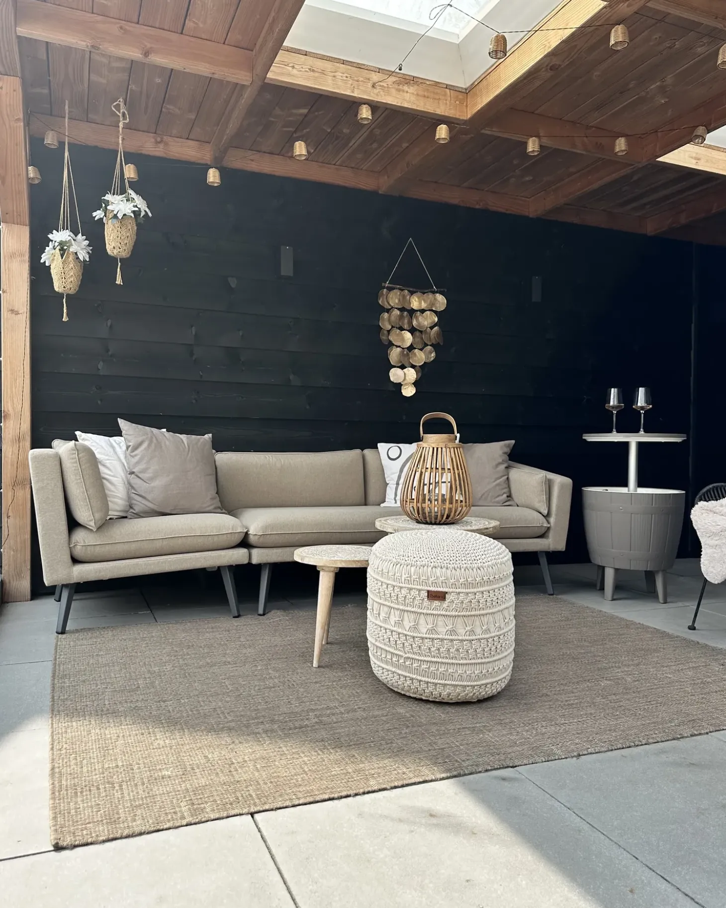 Havesofa 3 personers LORETELLO Venstrevendt Beige