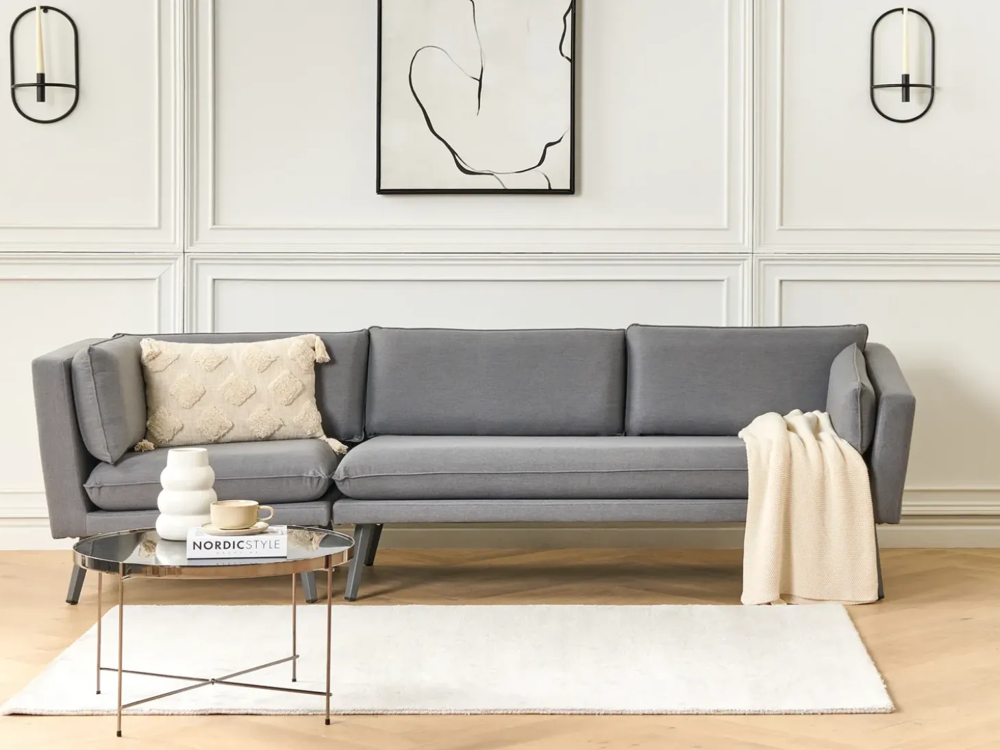 Havesofa 3 personers LORETELLO Venstrevendt Grå