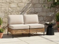 Havesofa 2 personers OMEGANA Uden armlæn PE-rattan Lys Beige