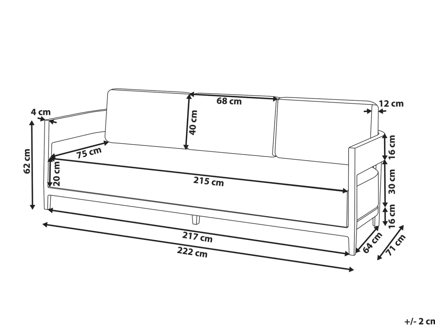 Havesofa 3 personers SAMPIERI Metal Brun