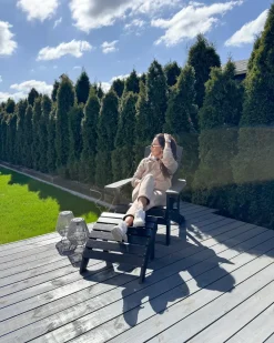 Havestol ADIRONDACK med fodskammel Mørkegrå