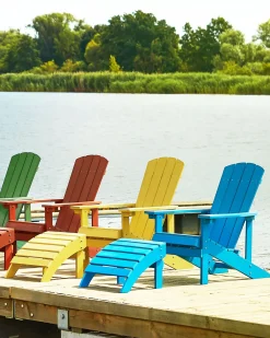 Havestol ADIRONDACK med fodskammel Blå
